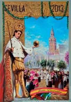 San Fernando con una escena costumbrista de la procesión del Corpus Christi de la ciudad Autor: Clemente Rivas Jiménez